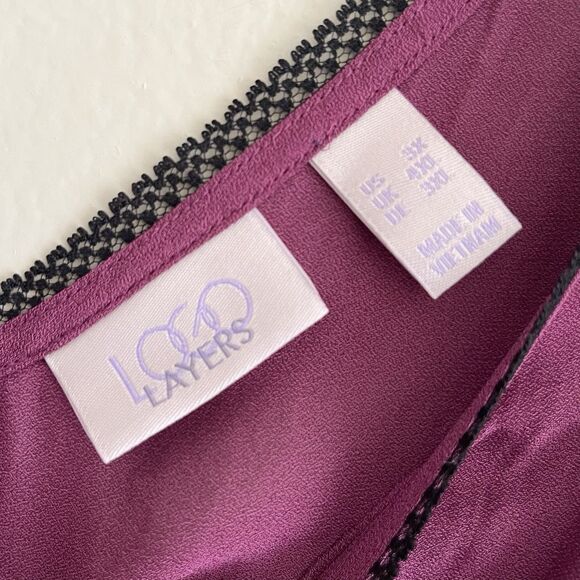 Logo Lori Goldstein Layers Tank Tunic Plus Size 3X Semi Sheer Purple Black Trim - Picture 10 of 12